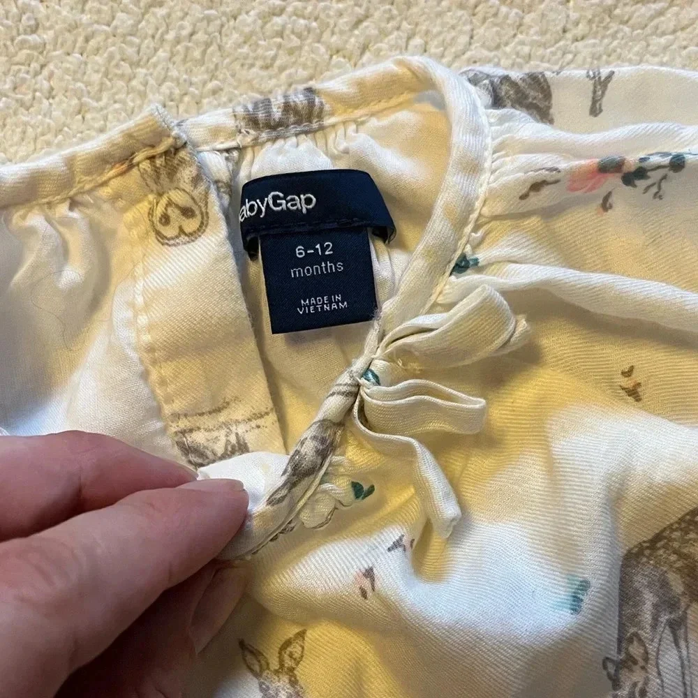 Gap 6-12 month dress, ivory with forest animals